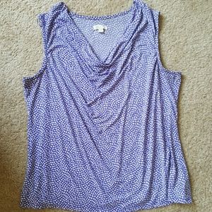 Charter Club Lavender/White Cowl Neck Shell